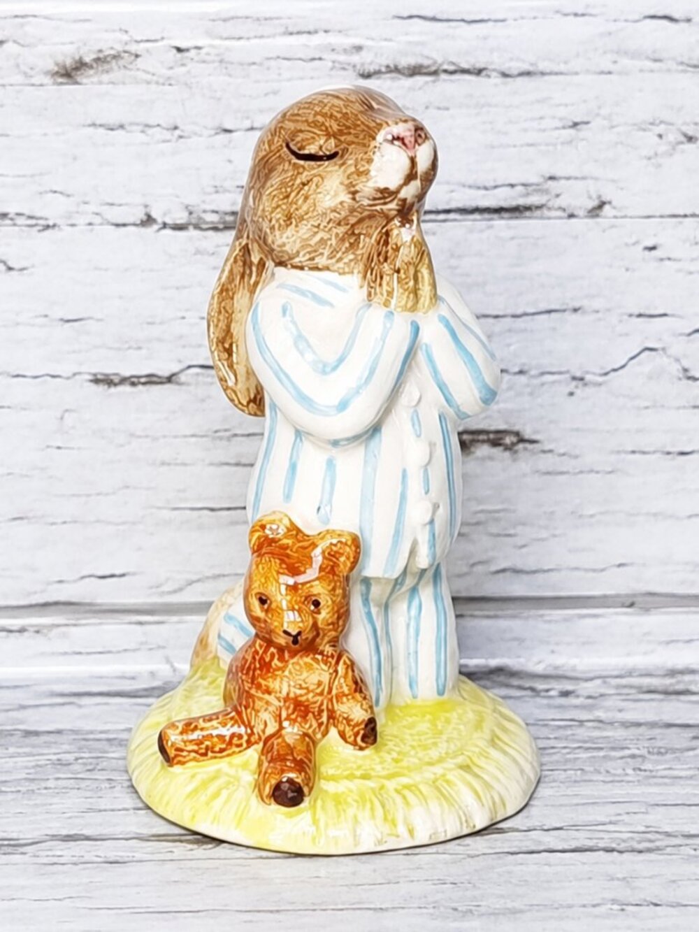 Bunnykins Bedtime Figurine, Vintage 1986 Royal Doulton DB 55 Miniature